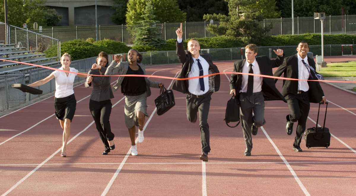 businesspeople on a running track
