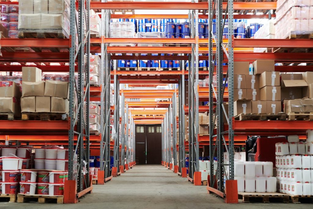 warehouse with many products