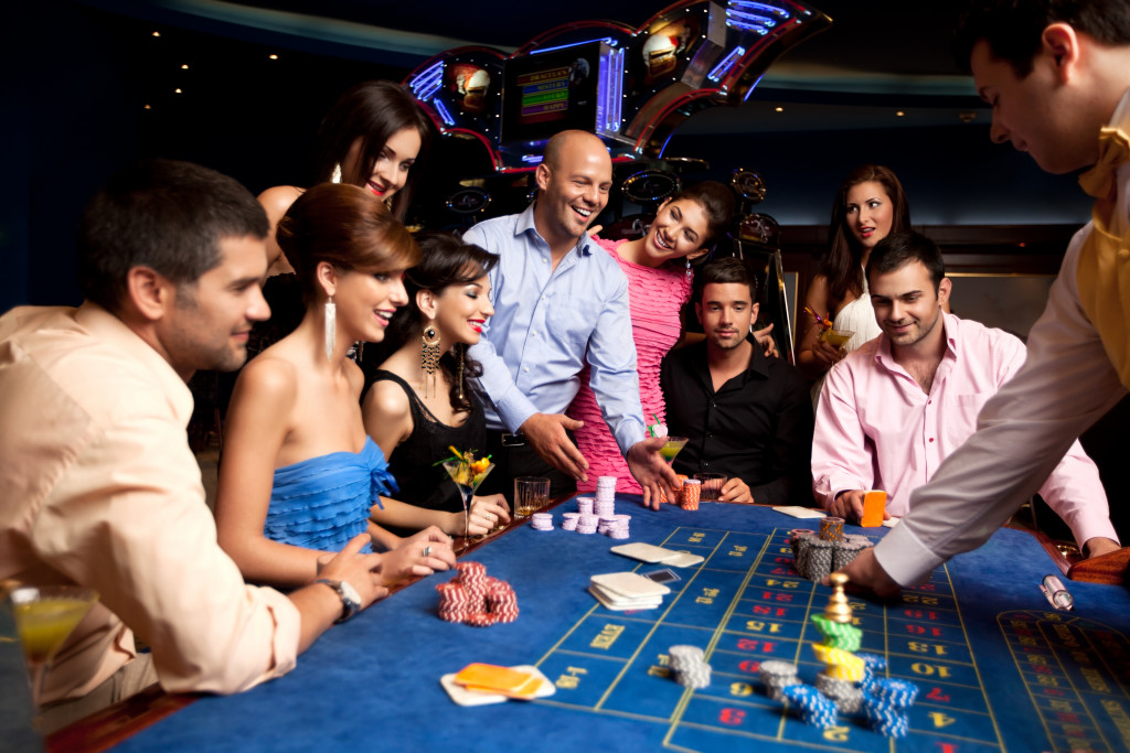 group playing in the casino