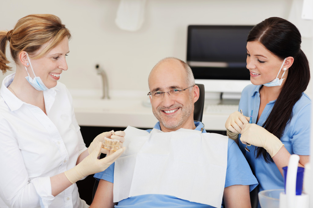 A dental service providing benefits to a senior