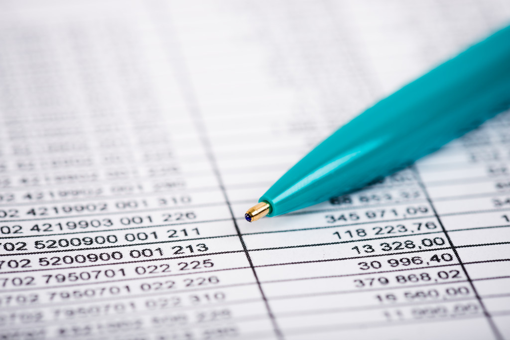An accounting sheet