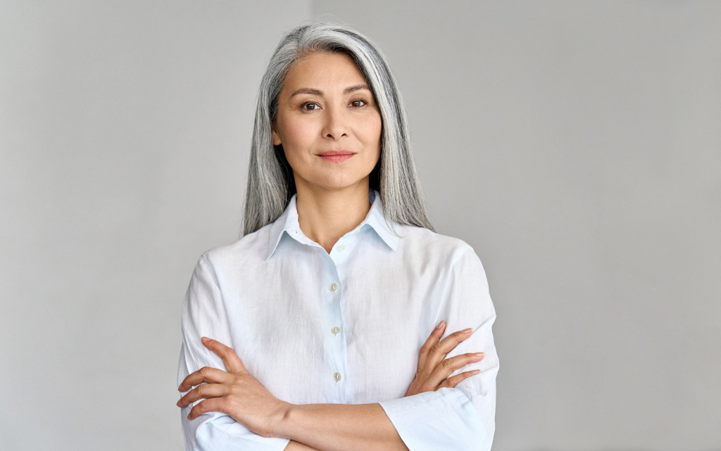 modern businesswoman in white background